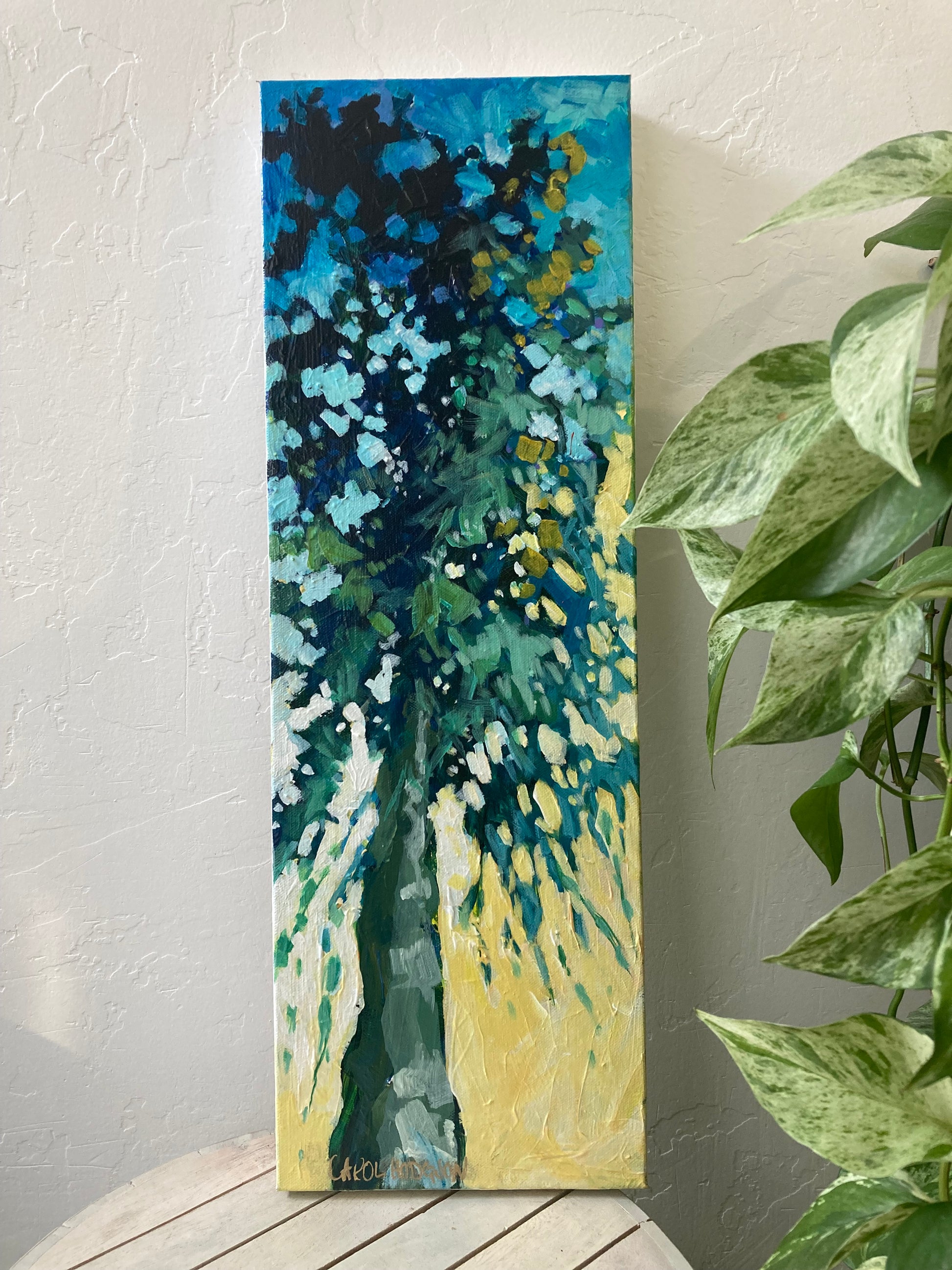 small painting of olive tree with house plant