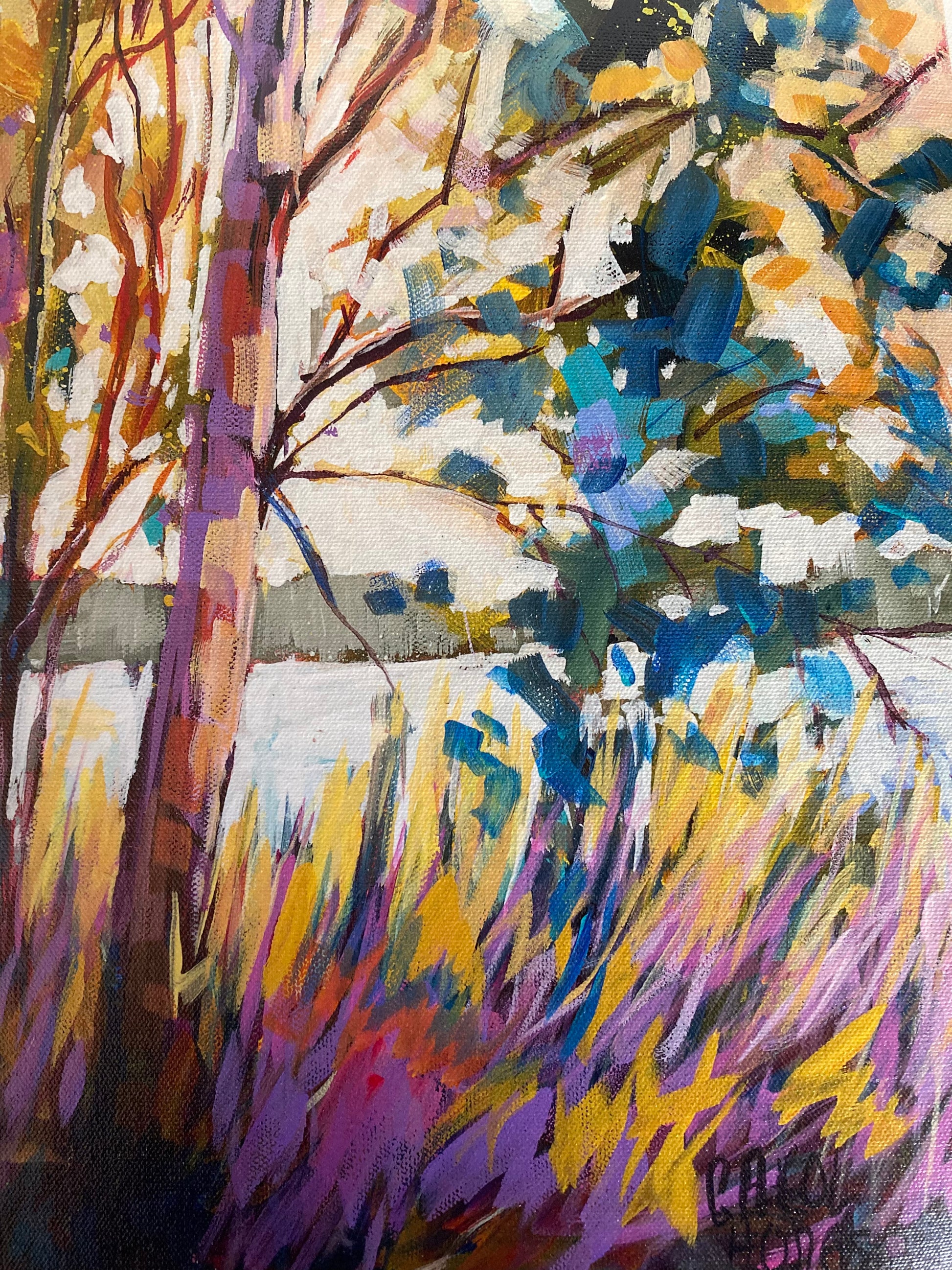 Close up of paint and brush marks