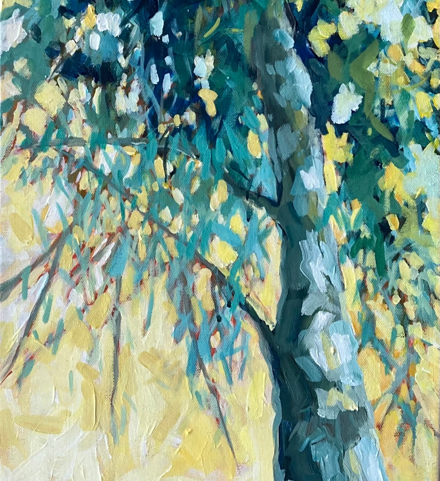 Close up od brush marks in acrylic paint.