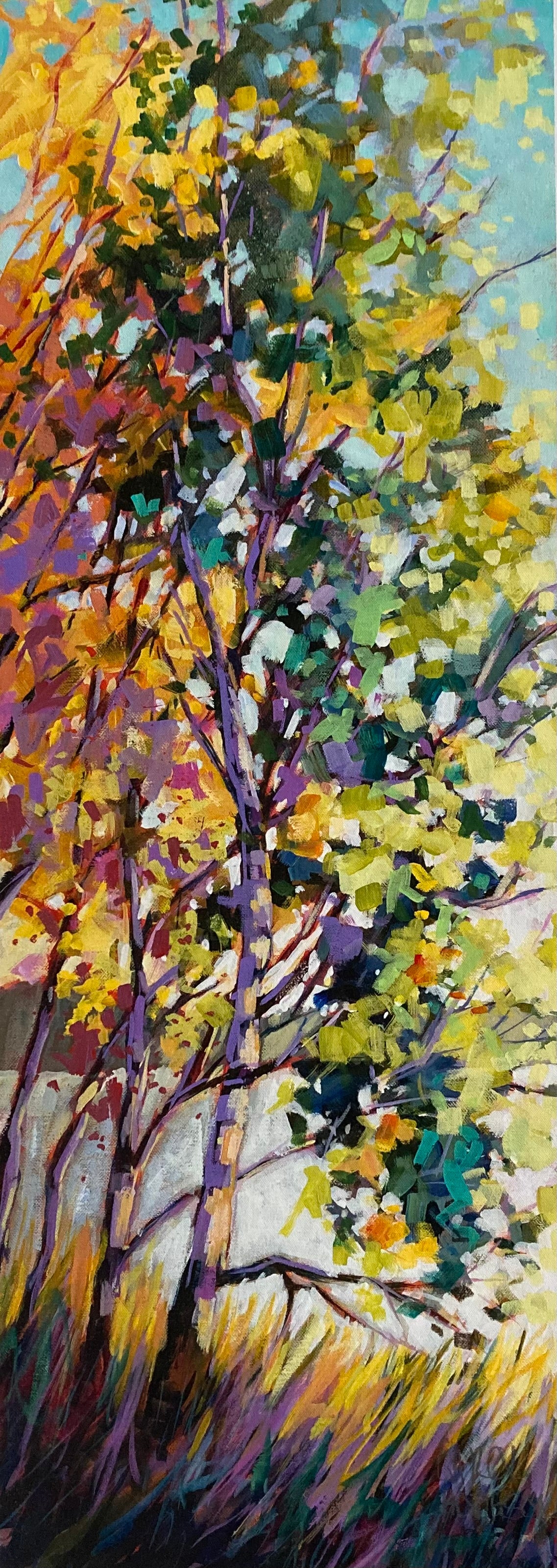 full image of print of sherwood dancing leaves with fall colors