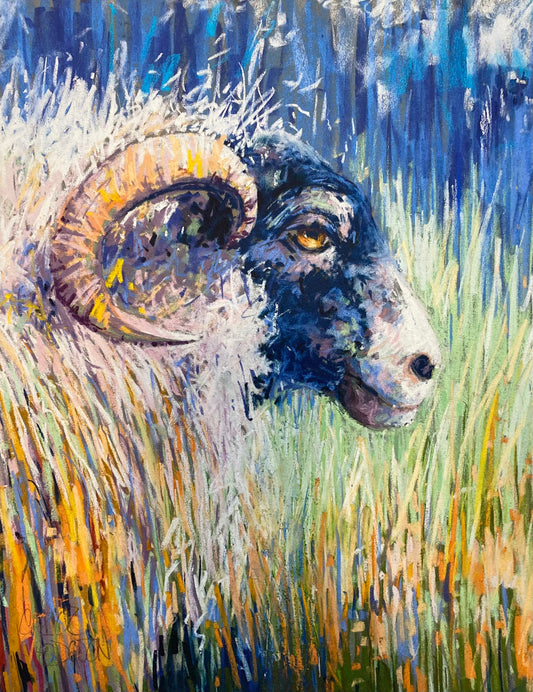 Swaledale sheep print, colorful.