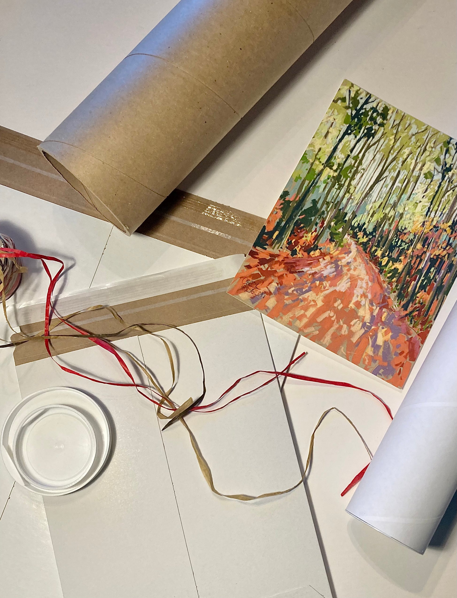Forest Walk print with packing materials