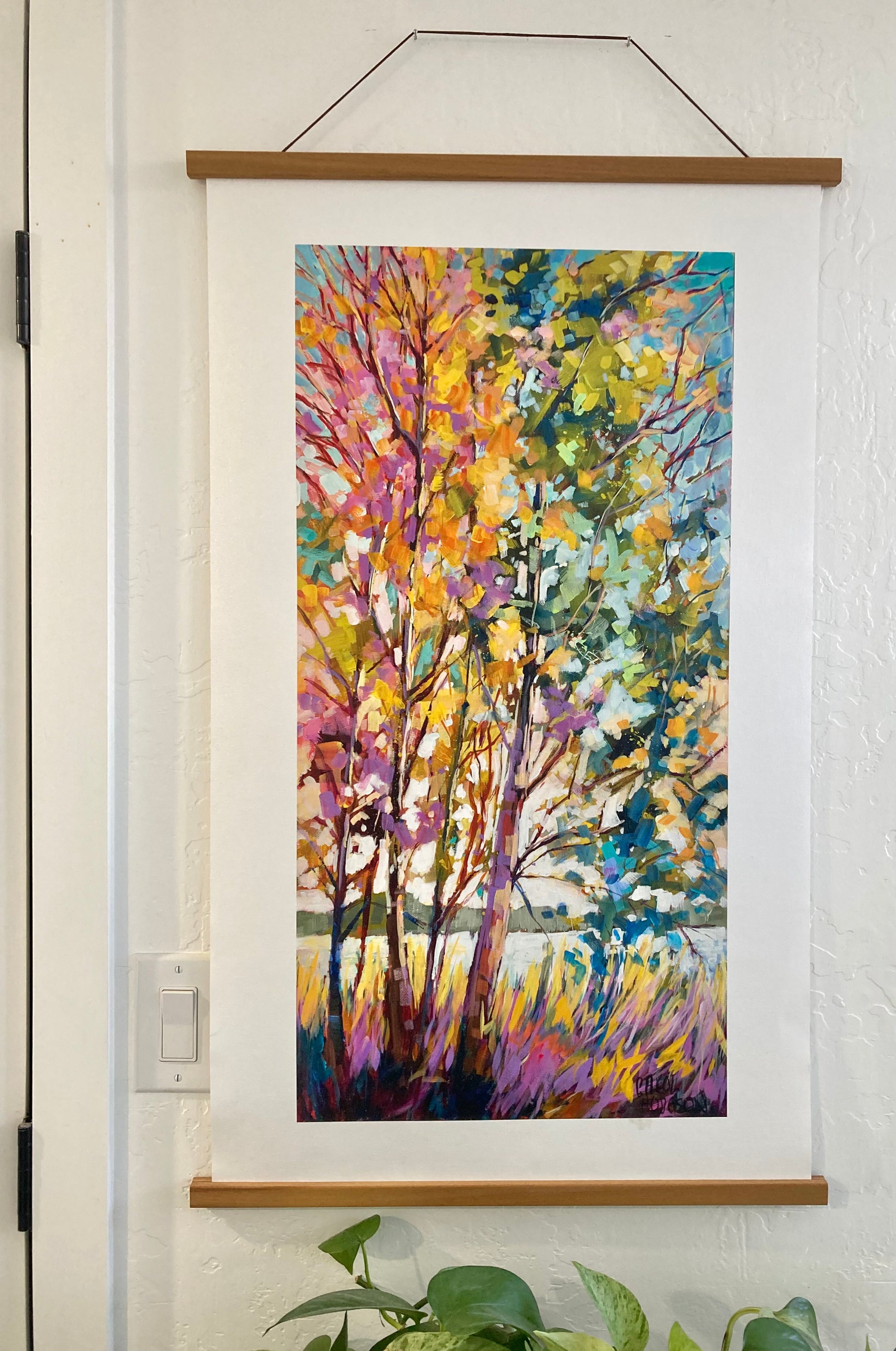 Example of Sherwood Autumn hanging in a clip frame