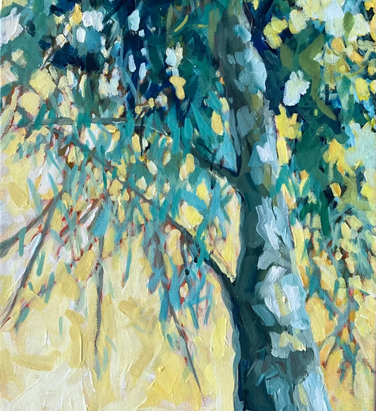 Close up od brush marks in acrylic paint.